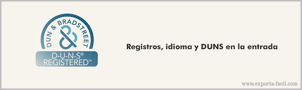 Registros idioma y DUNS en la entrada 8